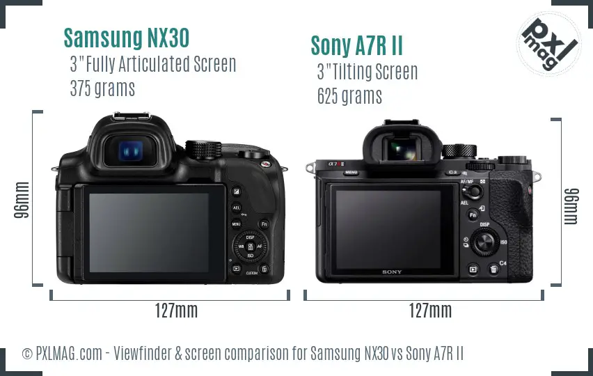 Samsung NX30 vs Sony A7R II Screen and Viewfinder comparison