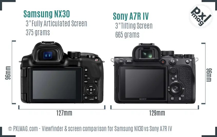 Samsung NX30 vs Sony A7R IV Screen and Viewfinder comparison