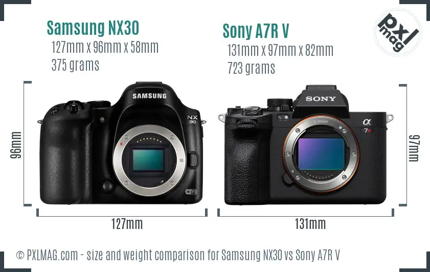 Samsung NX30 vs Sony A7R V size comparison Samsung NX30 vs Sony A7R V size comparison