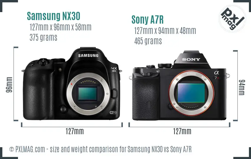 Samsung NX30 vs Sony A7R size comparison