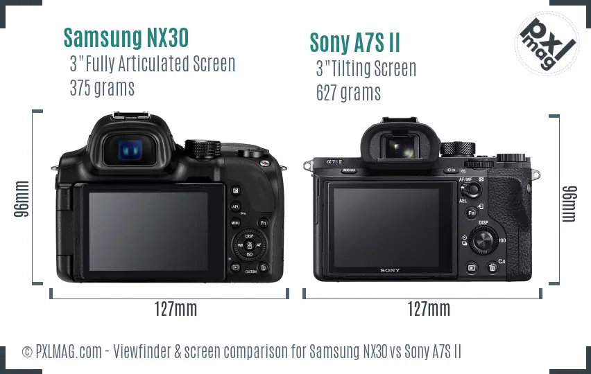 Samsung NX30 vs Sony A7S II Screen and Viewfinder comparison