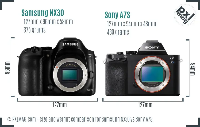 Samsung NX30 vs Sony A7S size comparison