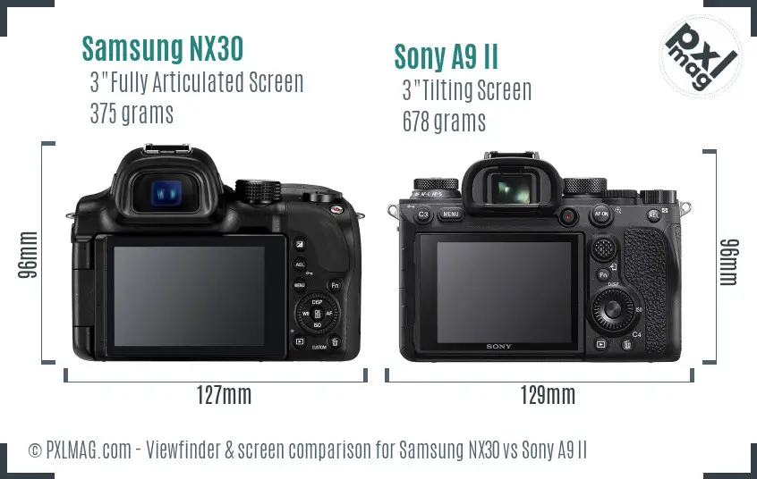 Samsung NX30 vs Sony A9 II Screen and Viewfinder comparison