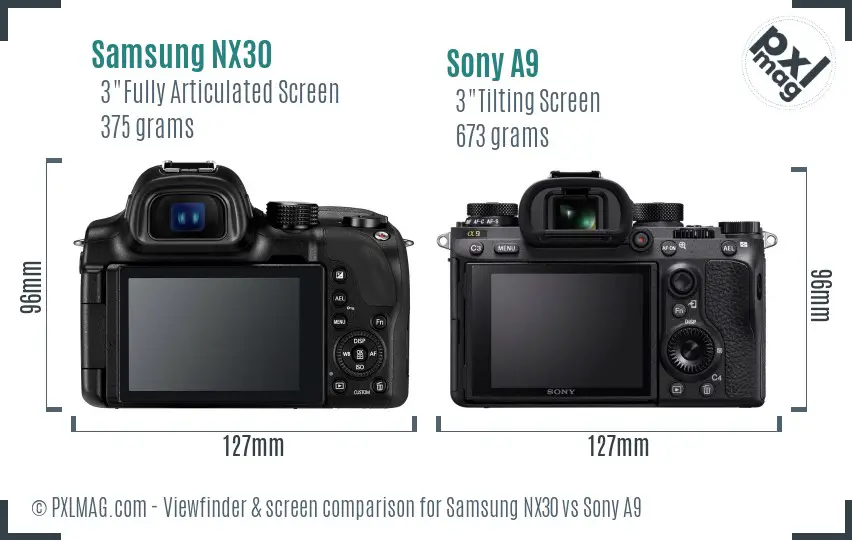 Samsung NX30 vs Sony A9 Screen and Viewfinder comparison
