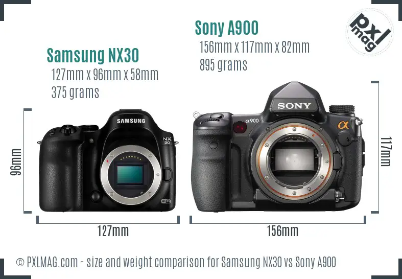 Samsung NX30 vs Sony A900 size comparison