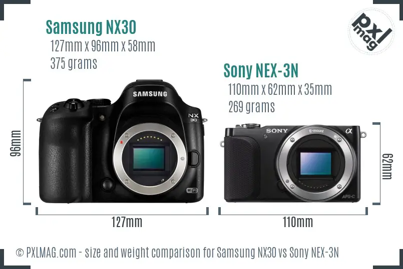 Samsung NX30 vs Sony NEX-3N size comparison