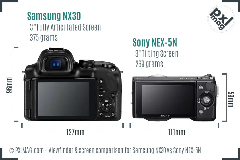 Samsung NX30 vs Sony NEX-5N Screen and Viewfinder comparison