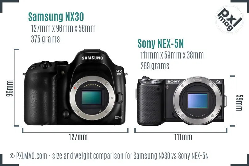Samsung NX30 vs Sony NEX-5N size comparison