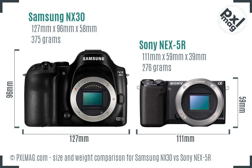 Samsung NX30 vs Sony NEX-5R size comparison