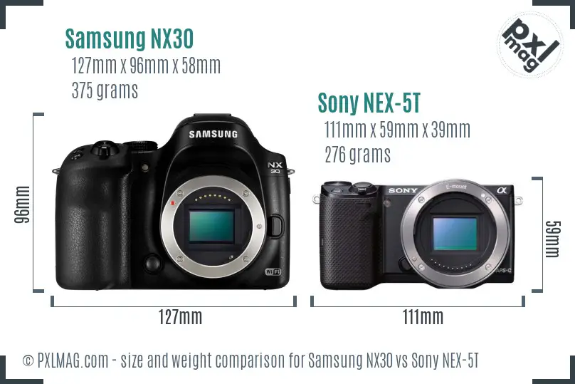 Samsung NX30 vs Sony NEX-5T size comparison