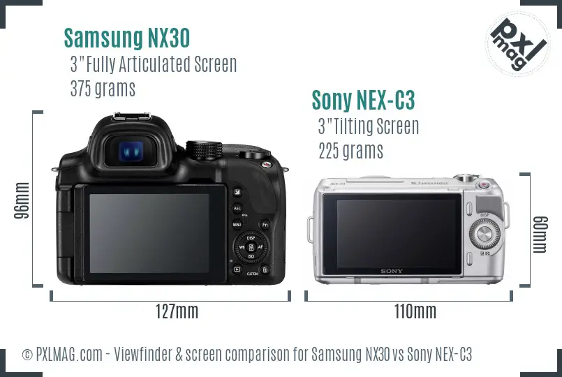 Samsung NX30 vs Sony NEX-C3 Screen and Viewfinder comparison