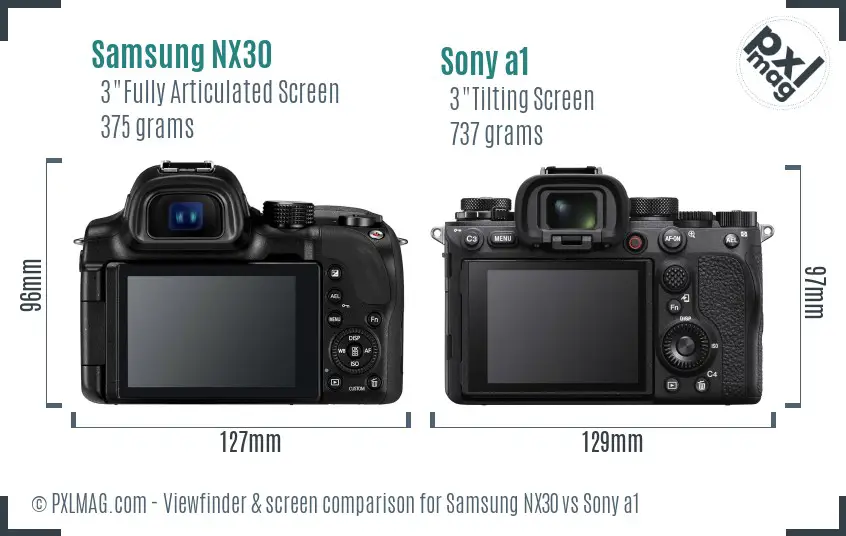 Samsung NX30 vs Sony a1 Screen and Viewfinder comparison