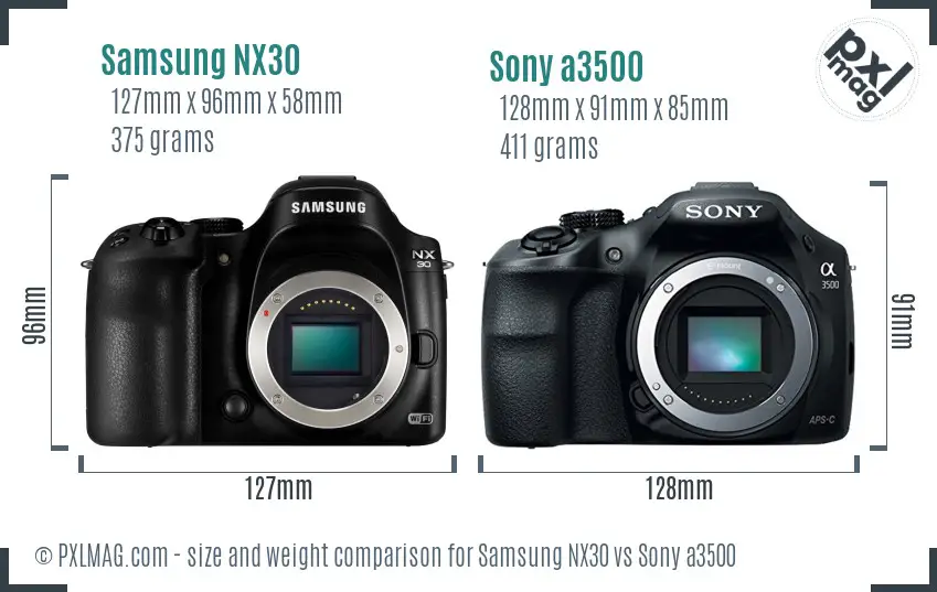 Samsung NX30 vs Sony a3500 size comparison