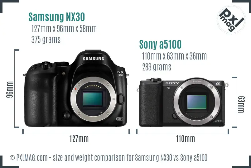 Samsung NX30 vs Sony a5100 size comparison