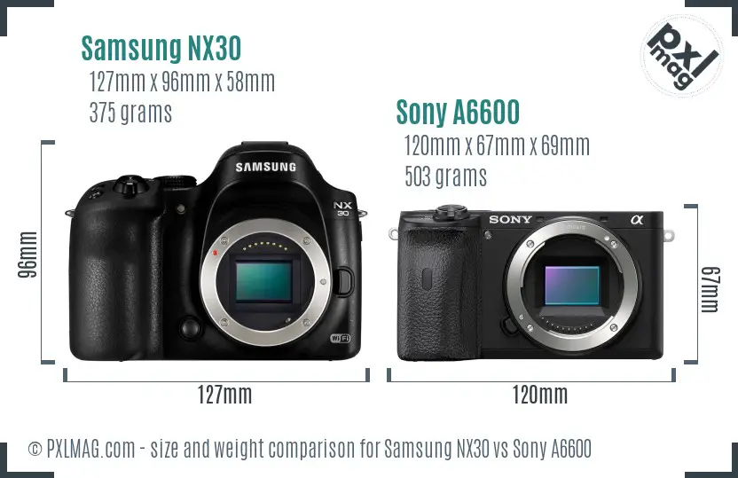 Samsung NX30 vs Sony A6600 size comparison
