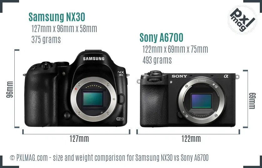Samsung NX30 vs Sony A6700 size comparison