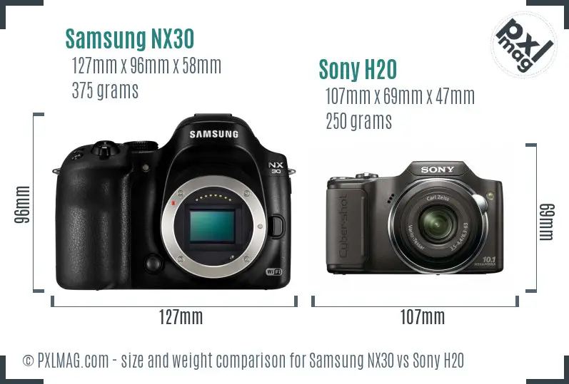 Samsung NX30 vs Sony H20 size comparison