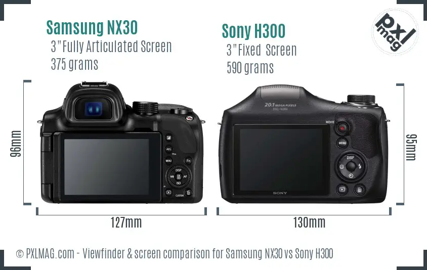 Samsung NX30 vs Sony H300 Screen and Viewfinder comparison