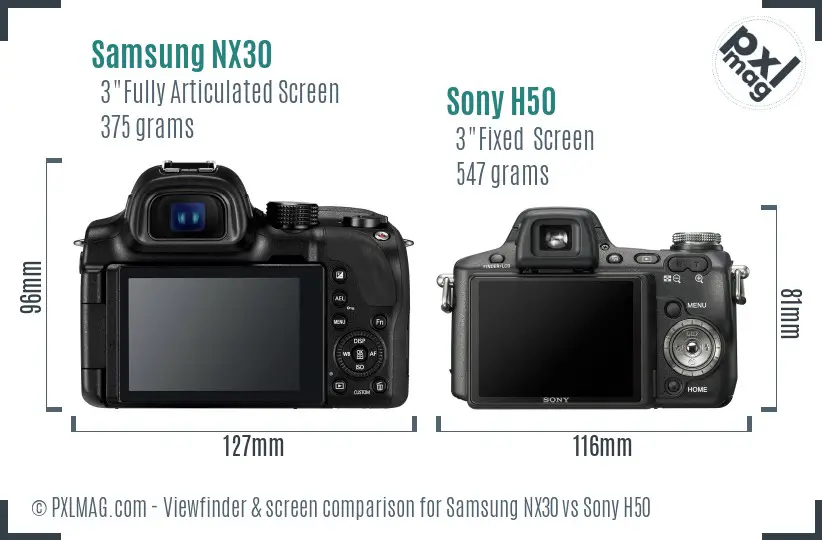 Samsung NX30 vs Sony H50 Screen and Viewfinder comparison