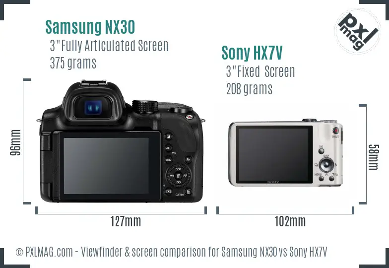 Samsung NX30 vs Sony HX7V Screen and Viewfinder comparison