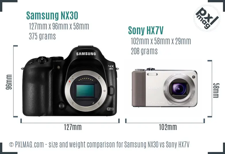 Samsung NX30 vs Sony HX7V size comparison