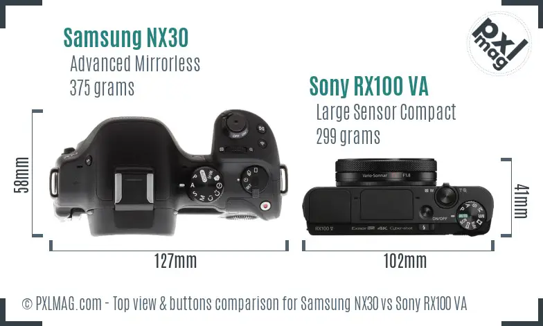 Samsung NX30 vs Sony RX100 VA top view buttons comparison