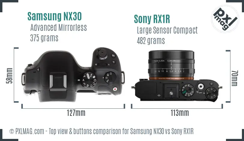 Samsung NX30 vs Sony RX1R top view buttons comparison