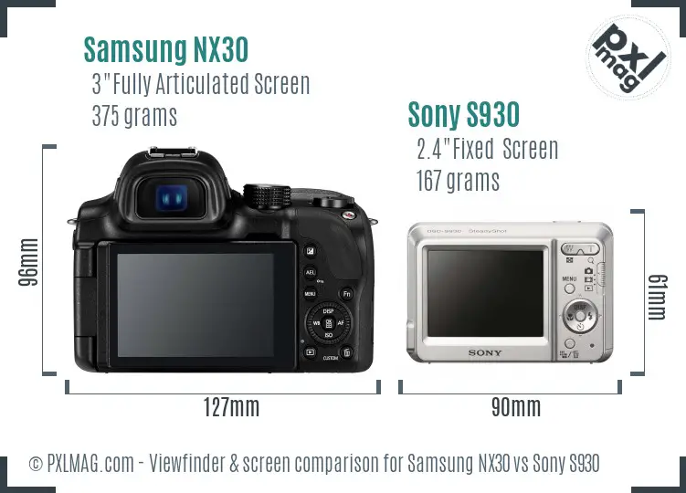 Samsung NX30 vs Sony S930 Screen and Viewfinder comparison