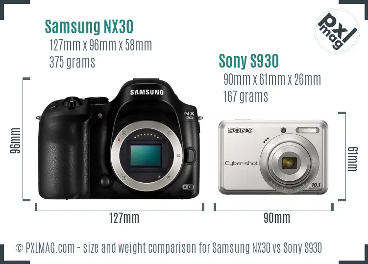 Samsung NX30 vs Sony S930 size comparison