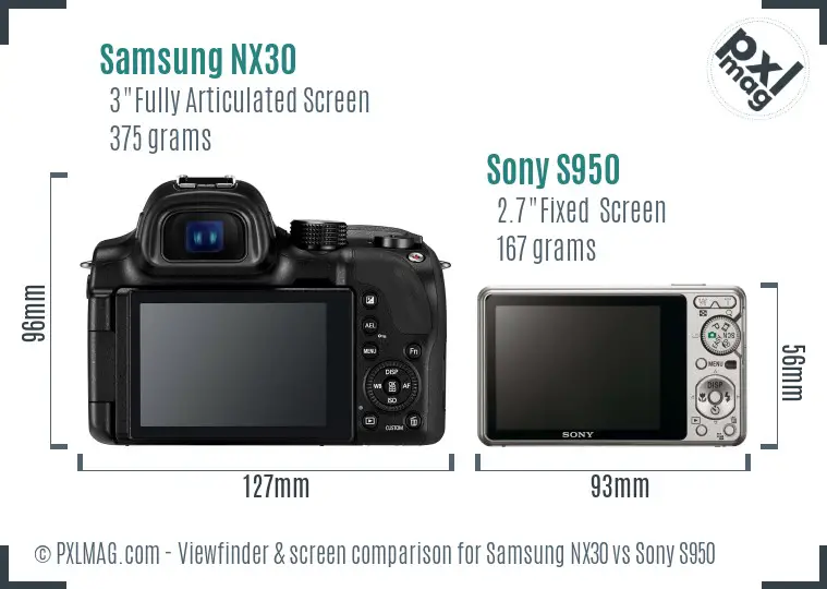 Samsung NX30 vs Sony S950 Screen and Viewfinder comparison