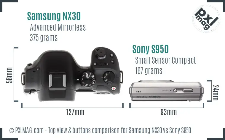Samsung NX30 vs Sony S950 top view buttons comparison