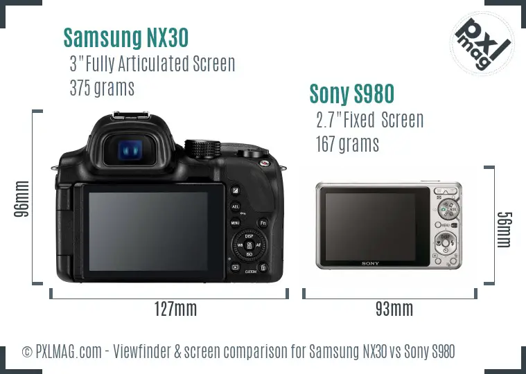 Samsung NX30 vs Sony S980 Screen and Viewfinder comparison