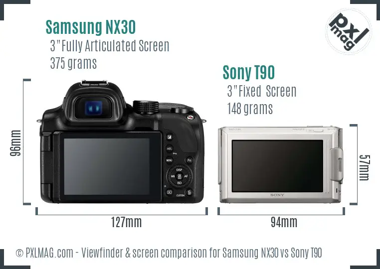 Samsung NX30 vs Sony T90 Screen and Viewfinder comparison