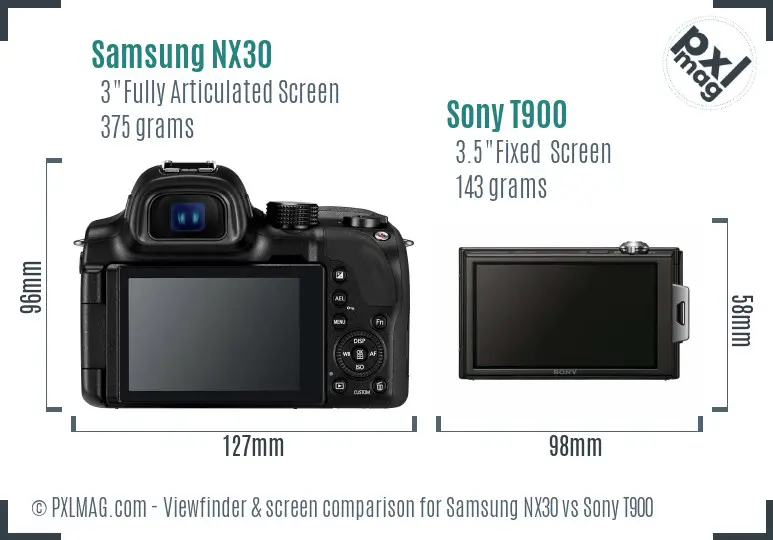 Samsung NX30 vs Sony T900 Screen and Viewfinder comparison