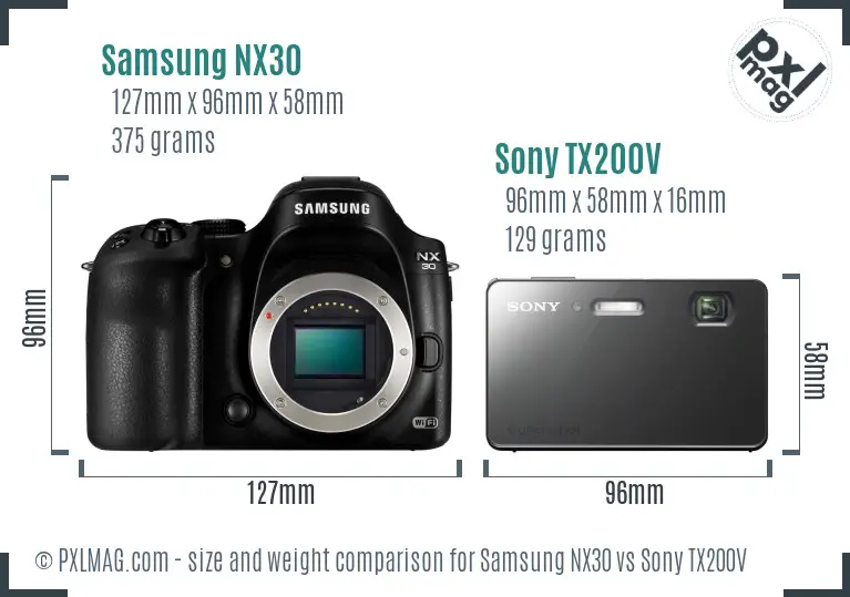 Samsung NX30 vs Sony TX200V size comparison