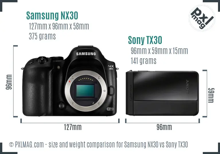 Samsung NX30 vs Sony TX30 size comparison