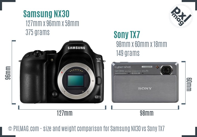 Samsung NX30 vs Sony TX7 size comparison
