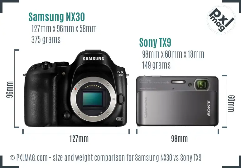 Samsung NX30 vs Sony TX9 size comparison