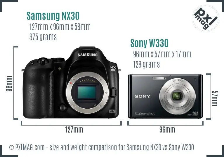 Samsung NX30 vs Sony W330 size comparison