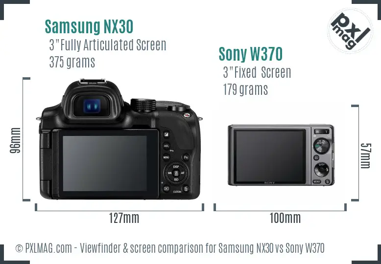 Samsung NX30 vs Sony W370 Screen and Viewfinder comparison