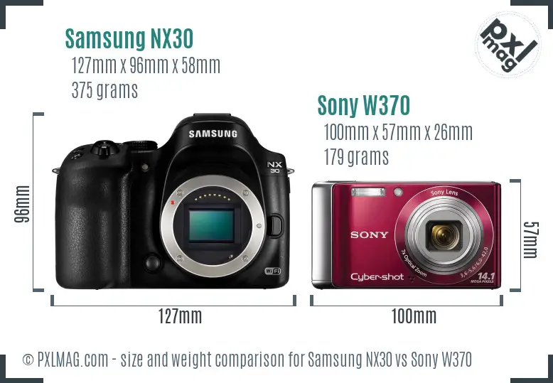 Samsung NX30 vs Sony W370 size comparison