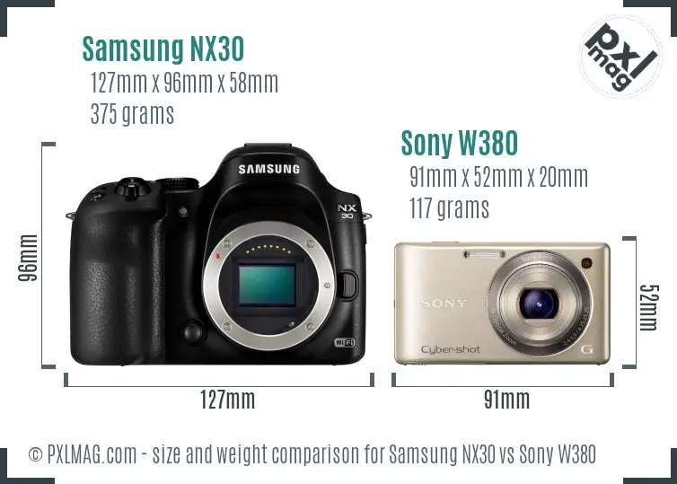 Samsung NX30 vs Sony W380 size comparison