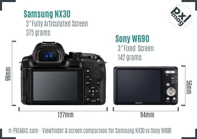 Samsung NX30 vs Sony W690 Screen and Viewfinder comparison