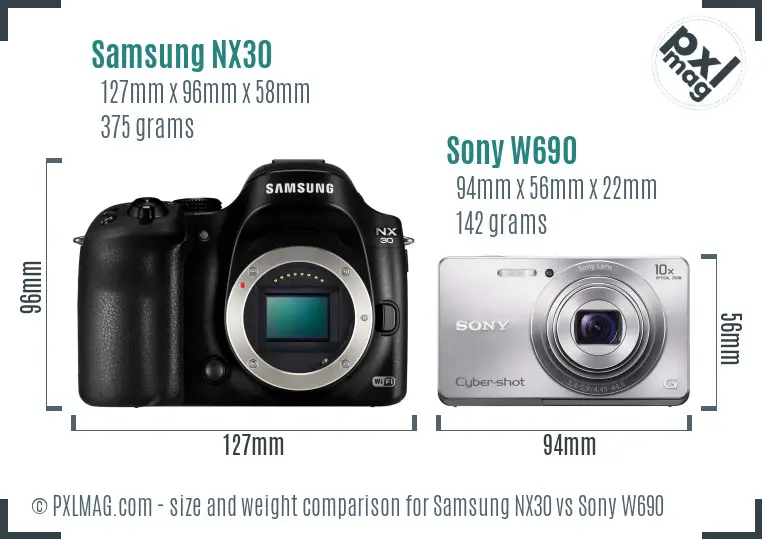 Samsung NX30 vs Sony W690 size comparison