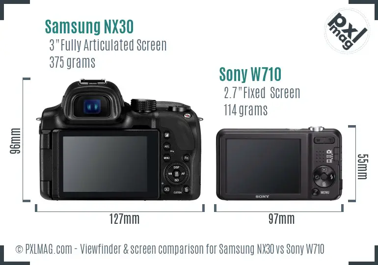 Samsung NX30 vs Sony W710 Screen and Viewfinder comparison