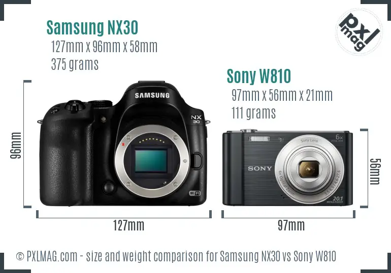 Samsung NX30 vs Sony W810 size comparison