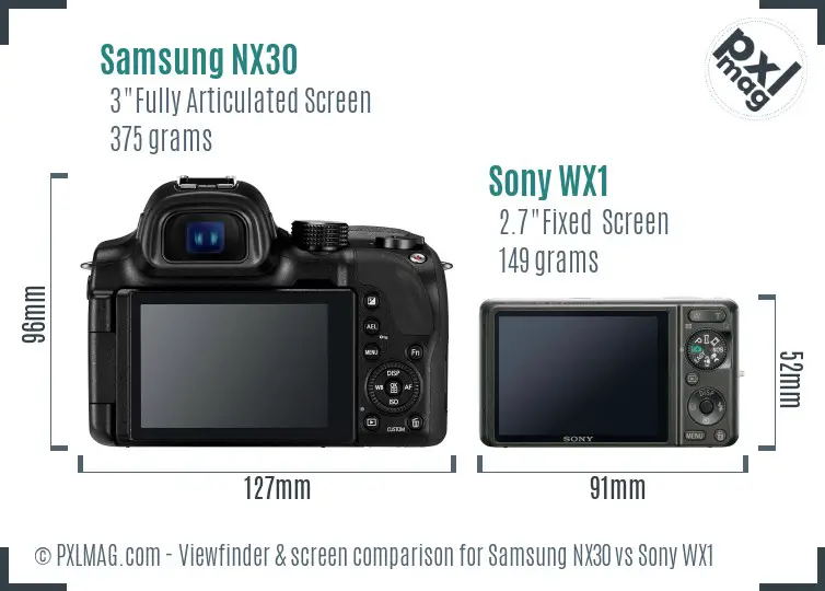 Samsung NX30 vs Sony WX1 Screen and Viewfinder comparison
