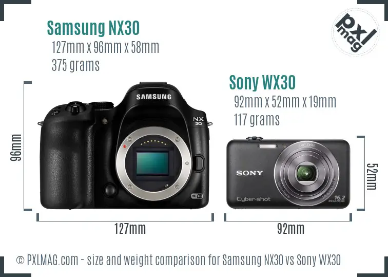 Samsung NX30 vs Sony WX30 size comparison