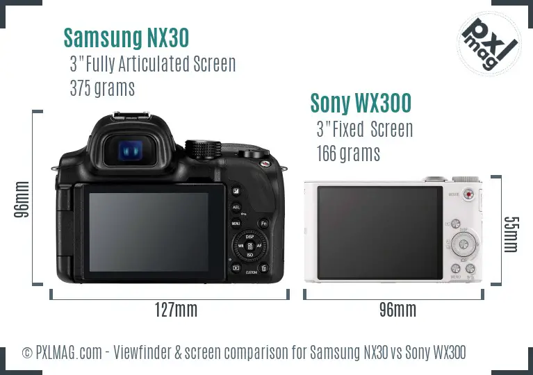 Samsung NX30 vs Sony WX300 Screen and Viewfinder comparison