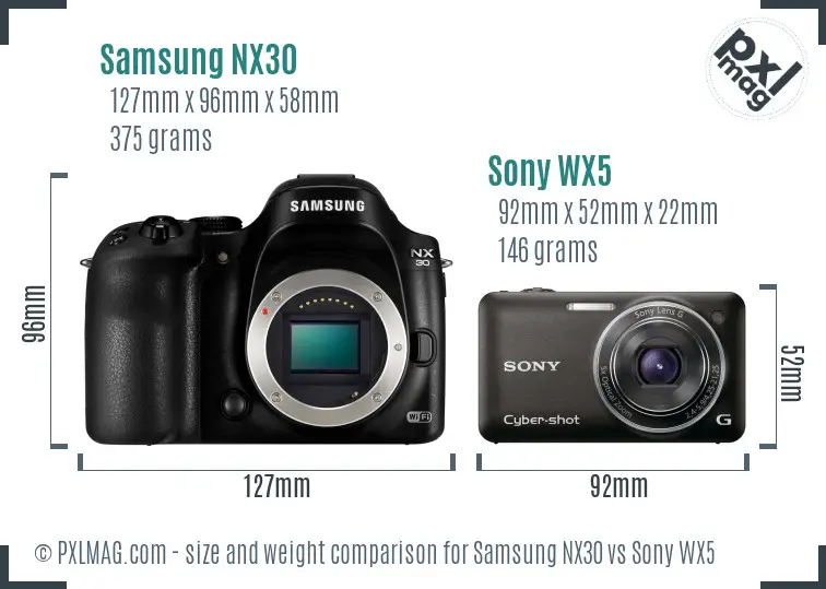 Samsung NX30 vs Sony WX5 size comparison